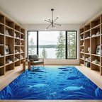 Deep Blue Oceanic Fish shoal Rug