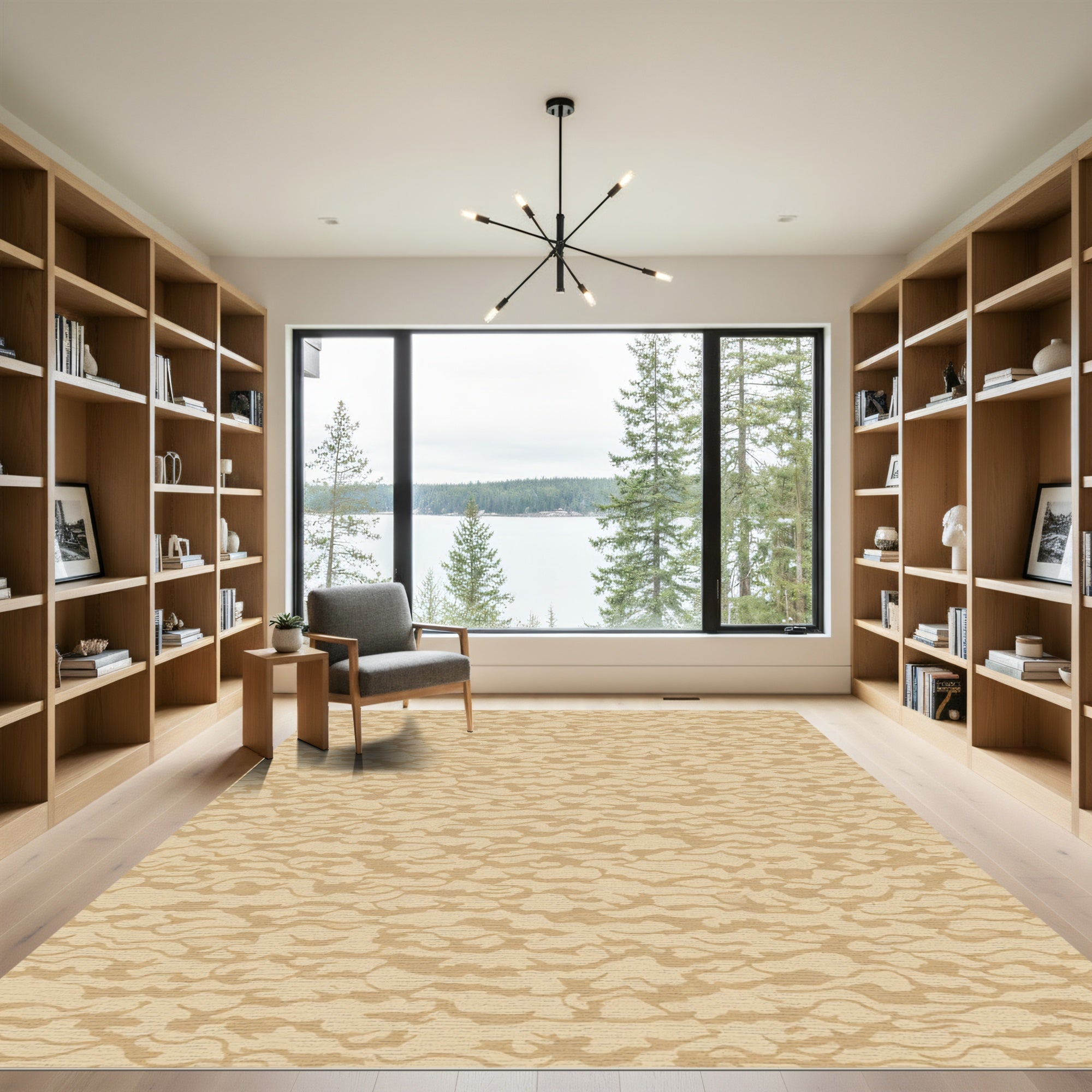 Earthy Tan Organic Wavy Texture Rug