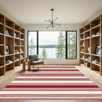 Classic Red White Striped Appeal Rug