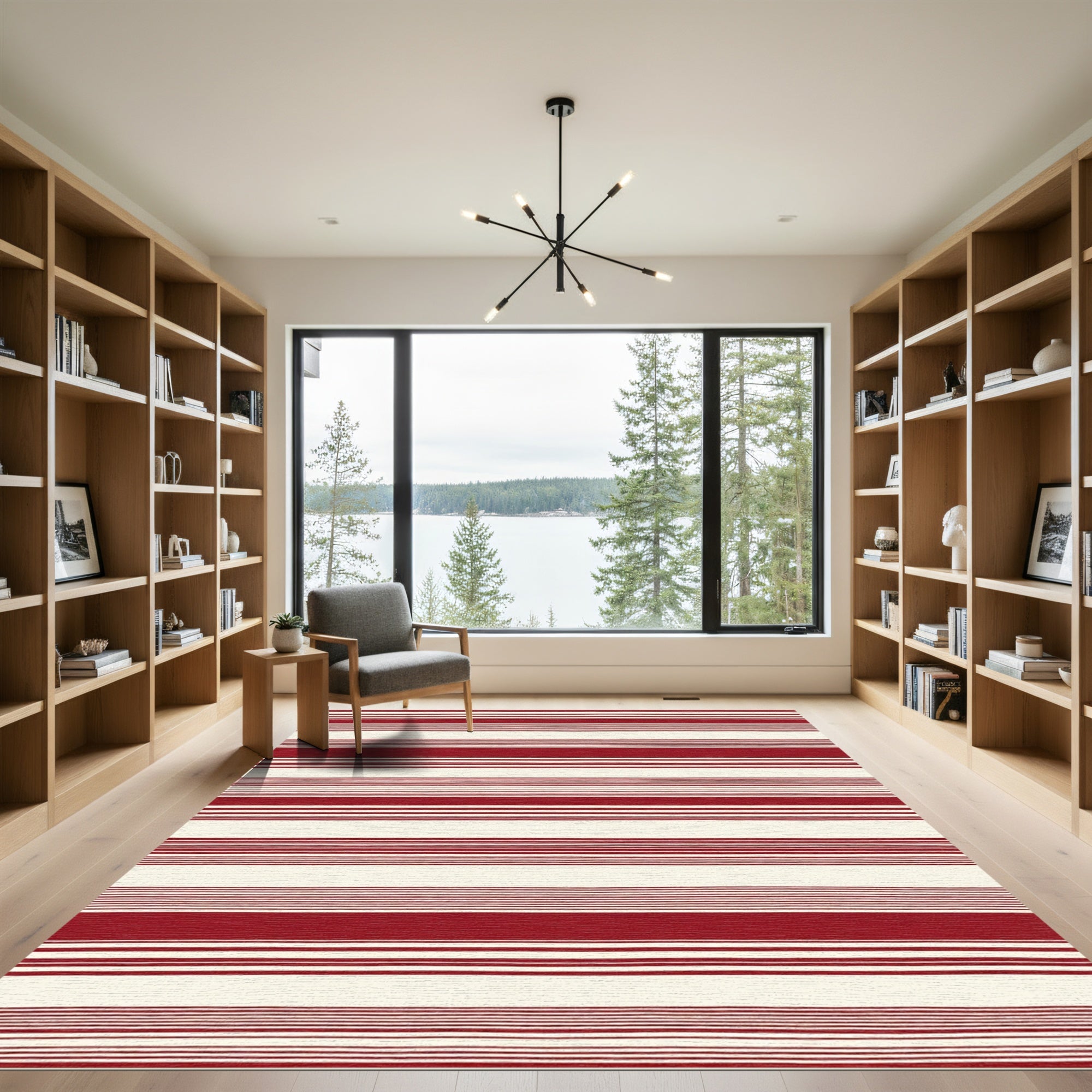Classic Red White Striped Appeal Rug