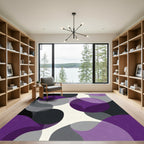 Abstract Purple Gray Black Circles Rug