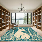 Cream Rabbit Forest Silhouette Rug