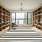 Bold Black White Striped Canvas Rug