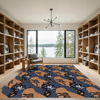 Brown Orange Abstract Camouflage Shapes Rug
