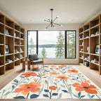 Coral Floral Garden Vines Rug