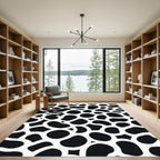 Black White Animal Spot Composition Rug