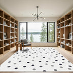 Modern Charcoal Gray Polka Dot Rug
