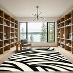 Cream Black Wavy Stripes Rug