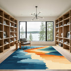 Abstract Gradient Wavy Band Rug