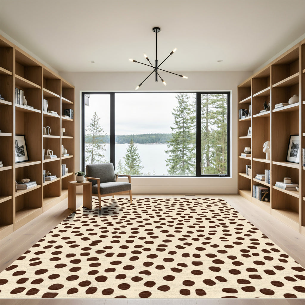 Brown Spots Cream Background Rug