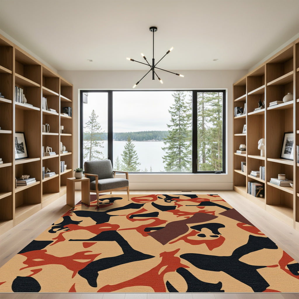 Camouflage Clay Red Black Formations Rug