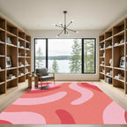 Retro Coral Swirl Waves Rug