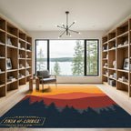 Deep Forest Sunset Layered Mountain Rug