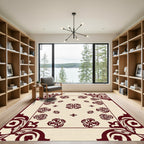 Crimson Floral Scatter medallion Corner Rug