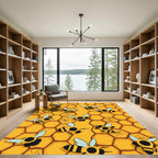 Golden Honeycomb Bee Swarm Rug