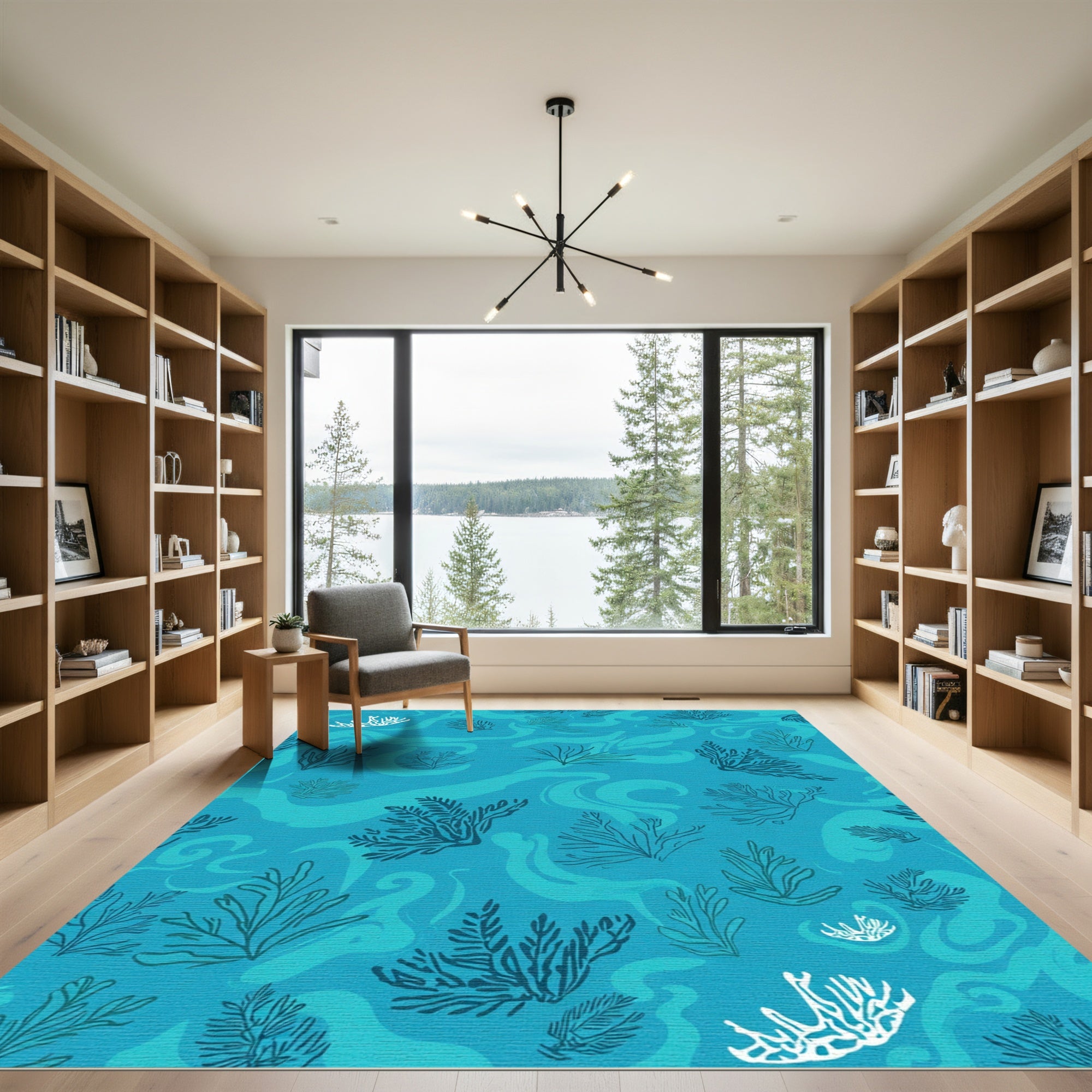 Oceanic Coral Wave Medallion Rug