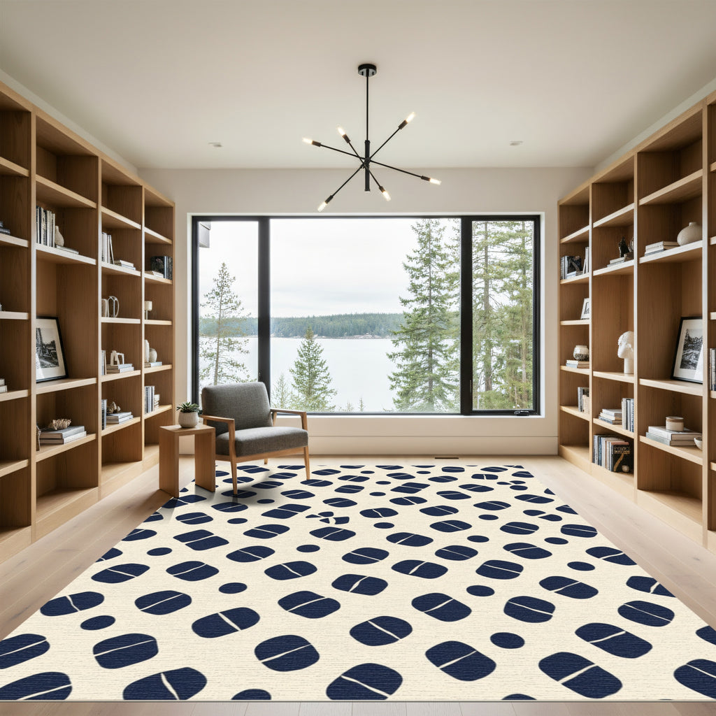 Navy Bone Abstract Scatter Rug