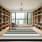 Black Cream Horizontal Stripe Rug