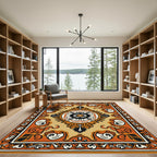 Bold Orange Floral Medallion Rug