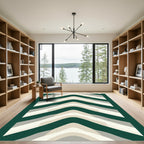 Green Gray Cream Chevron Curves Rug