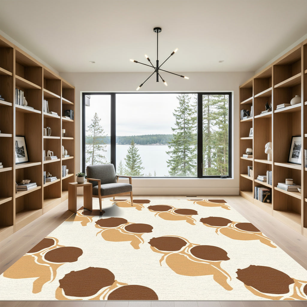 Brown and Tan Abstract Clusters Rug