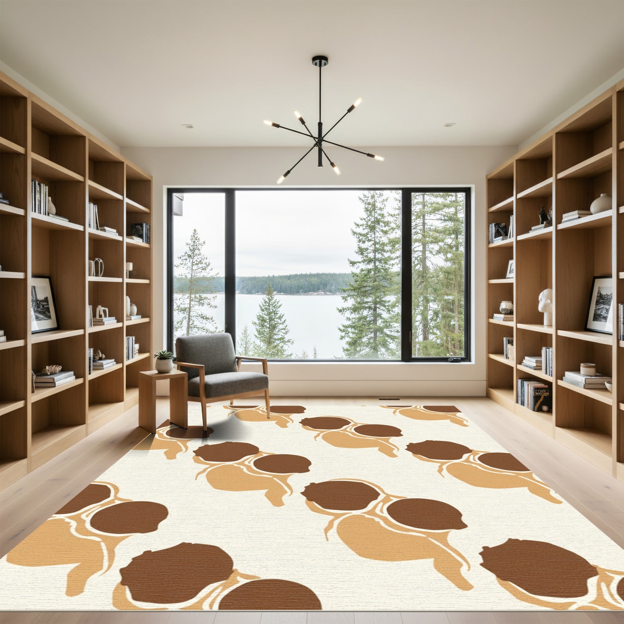 Brown and Tan Abstract Clusters Rug