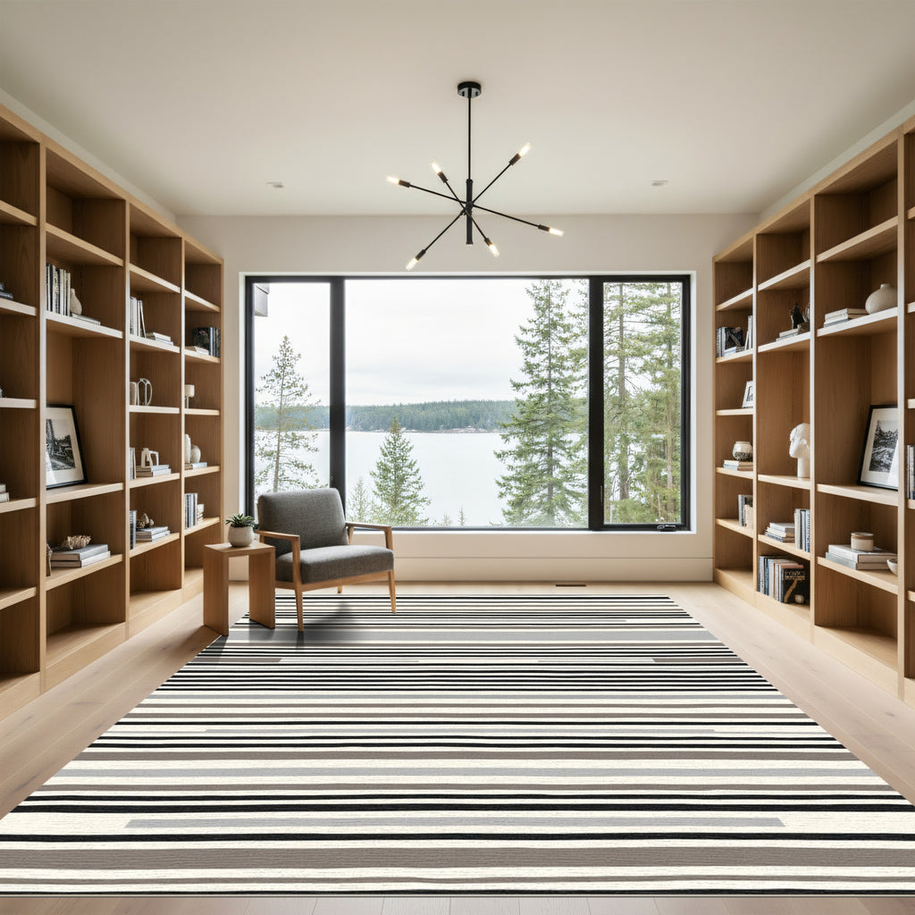 Neutral Striped Tones Modern Rug