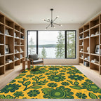 Groovy Green Floral Garden Rug