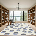Cream Gray Blue Organic Bloom Rug