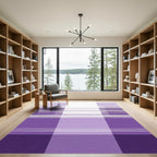 Plum Purple Gingham Stripe Rectangle Rug