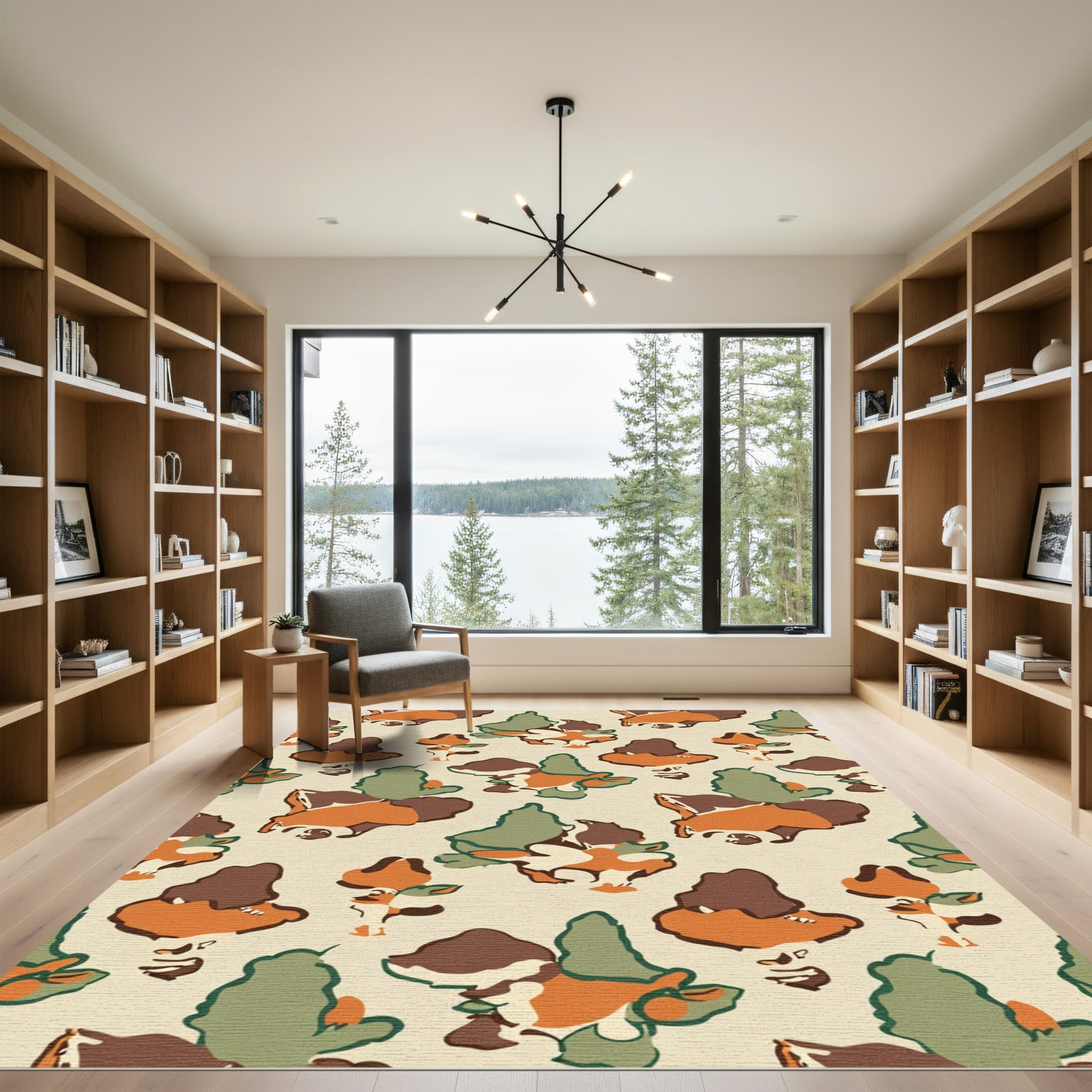 Earthy Camouflage Abstract Shapes Rug