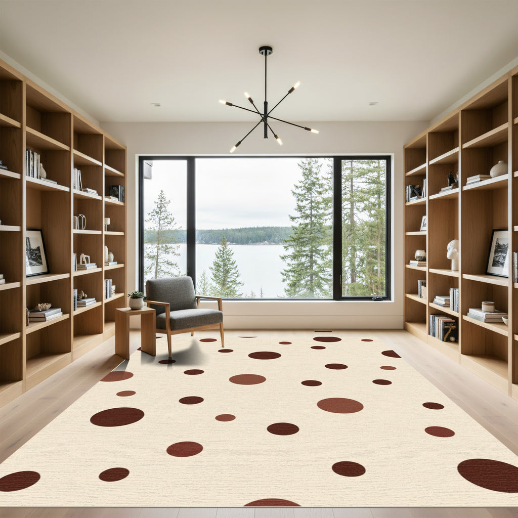 Cream Brown Polka Dot Scatter Rug