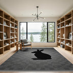 Black Hare Silhouette Garden Check Rug