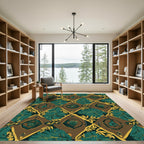 Emerald Green Tropical Diamond Medallion Rug
