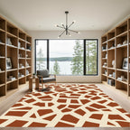 Orange Tan Organic Geometric Overlay Rug