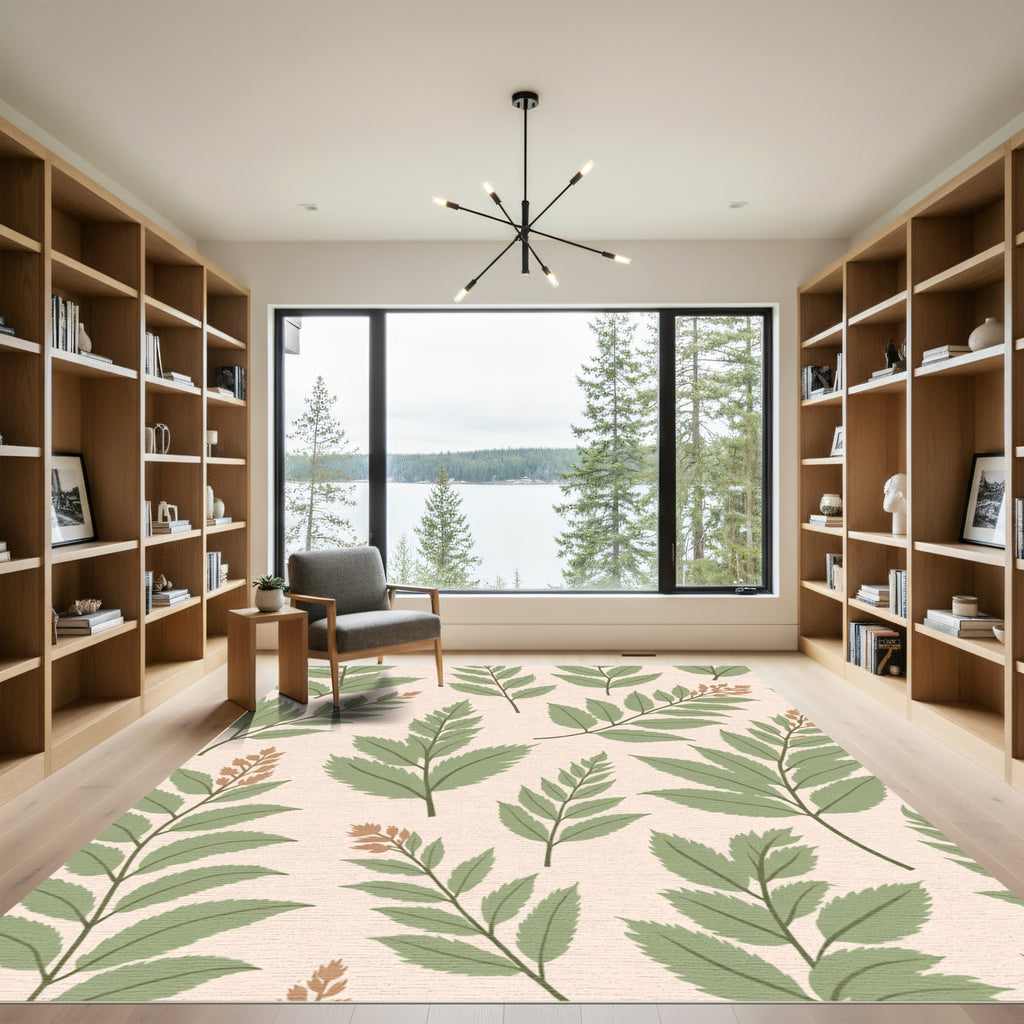 Green Leafy Botanical Arrangement Rug