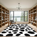 Classic Black White Spotted Organic Forms Rug