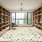 Abstract Diamond Stripes Beige Cream Rug