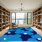 Navy Blue Abstract Bubble Cluster Rug