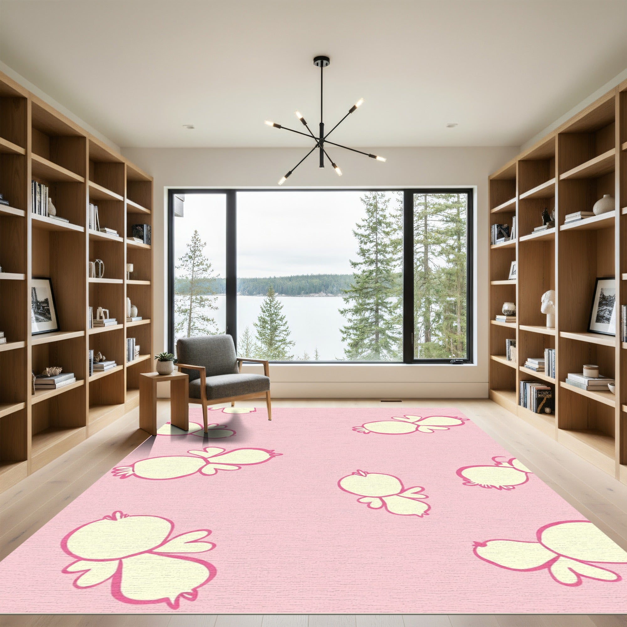 Sweet Yellow Bird Pink Scatter Rug