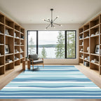 Oceanic Wavy Blue Striped Rug