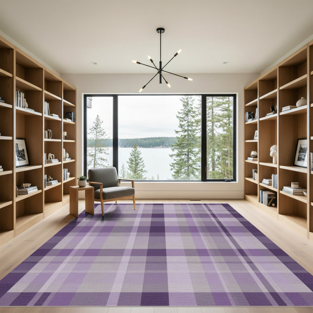 Lavender Hues Plaid Squares Rug