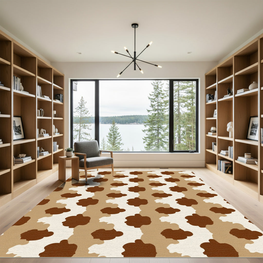 Brown Cream Blob Stripe Rug