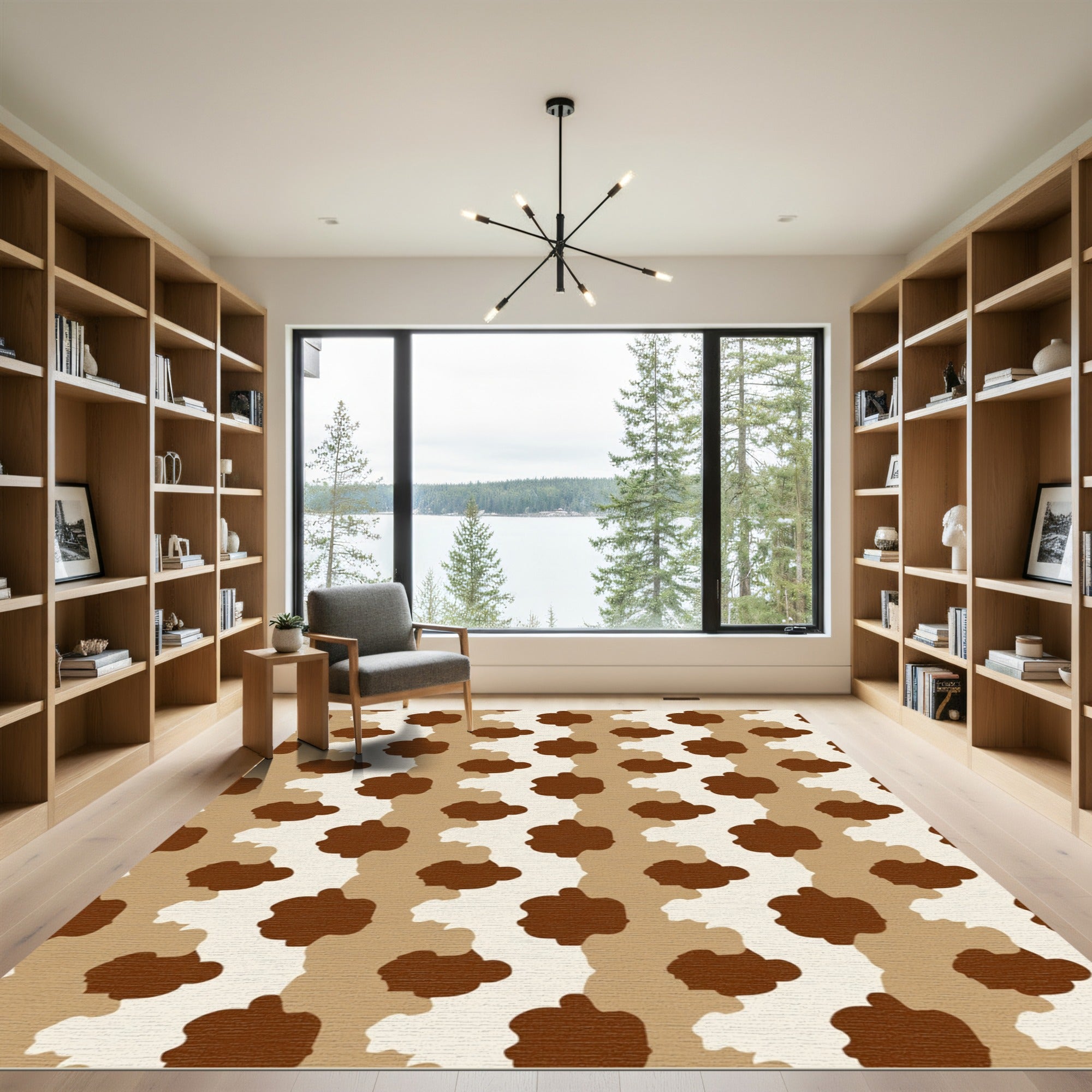 Brown Cream Blob Stripe Rug