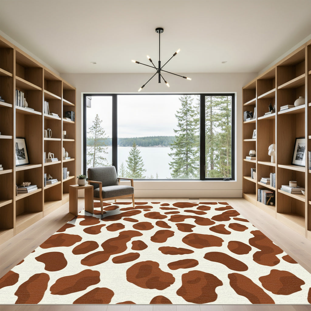 Brown And White Animal Spots Rug