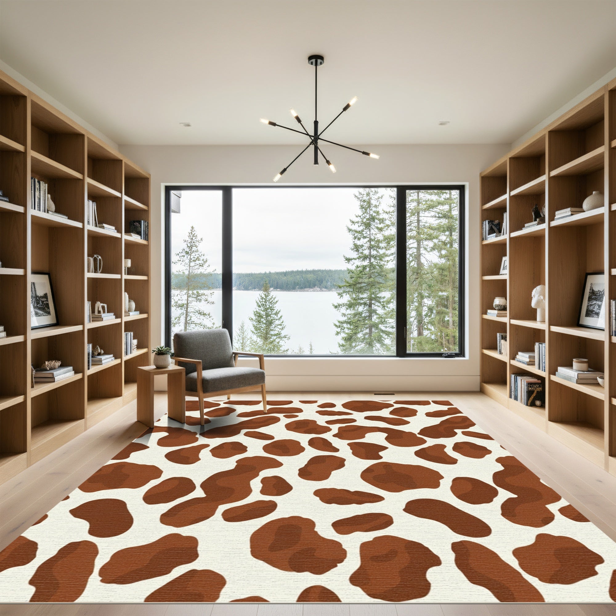 Brown And White Animal Spots Rug