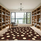 Dark Brown Cream Polka Dot Swirls Rug