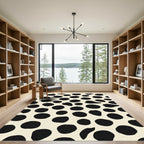 Cream Black Abstract Spots Rug