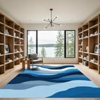 Abstract Blue Wave Layers Rug