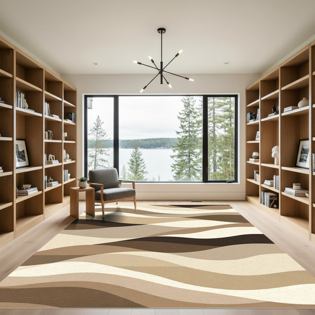 Earthy Tone Layered Wave Rug